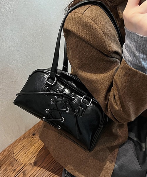 Miniministore（ミニミニストア）の「トートバッグ PUレザーバッグ ツヤ感（トートバッグ・レディース・シルバー/ブラック/アイボリー/ダークブラウン/キャメル/ワインレッド・FREE）」の8枚目の写真