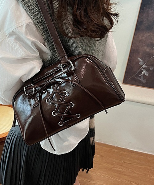 Miniministore（ミニミニストア）の「トートバッグ PUレザーバッグ ツヤ感（トートバッグ・レディース・シルバー/ブラック/アイボリー/ダークブラウン/キャメル/ワインレッド・FREE）」の10枚目の写真