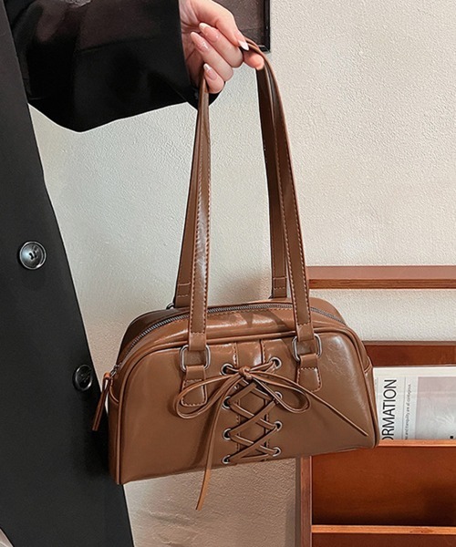 Miniministore（ミニミニストア）の「トートバッグ PUレザーバッグ ツヤ感（トートバッグ・レディース・シルバー/ブラック/アイボリー/ダークブラウン/キャメル/ワインレッド・FREE）」の11枚目の写真