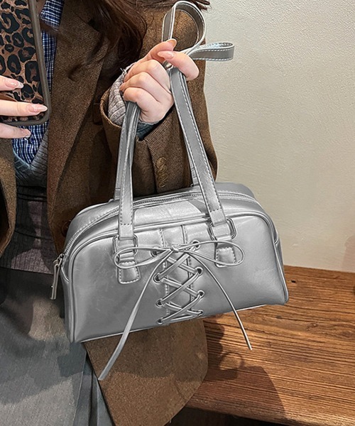 Miniministore（ミニミニストア）の「トートバッグ PUレザーバッグ ツヤ感（トートバッグ・レディース・シルバー/ブラック/アイボリー/ダークブラウン/キャメル/ワインレッド・FREE）」の12枚目の写真