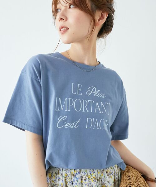 le.coeur blanc(ルクールブラン)の「《手洗い可能》Le plusロゴTシャツ(Tシャツ/カットソー・レディース・ブルー/ブラウン/ピンク/オフホワイト・38)」の3枚目の写真