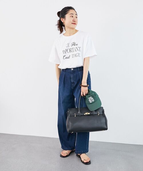 le.coeur blanc(ルクールブラン)の「《手洗い可能》Le plusロゴTシャツ(Tシャツ/カットソー・レディース・ブルー/ブラウン/ピンク/オフホワイト・38)」の5枚目の写真