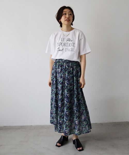 le.coeur blanc(ルクールブラン)の「《手洗い可能》Le plusロゴTシャツ(Tシャツ/カットソー・レディース・ブルー/ブラウン/ピンク/オフホワイト・38)」の9枚目の写真
