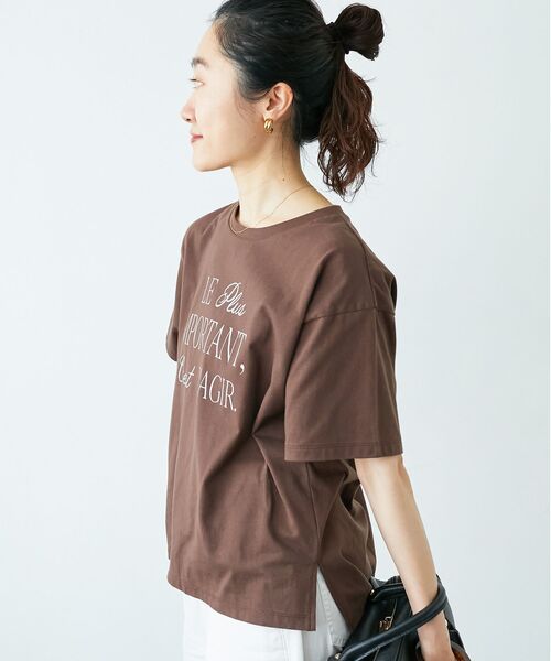 le.coeur blanc(ルクールブラン)の「《手洗い可能》Le plusロゴTシャツ(Tシャツ/カットソー・レディース・ブルー/ブラウン/ピンク/オフホワイト・38)」の13枚目の写真