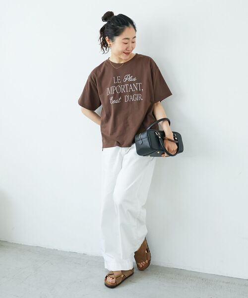 le.coeur blanc(ルクールブラン)の「《手洗い可能》Le plusロゴTシャツ(Tシャツ/カットソー・レディース・ブルー/ブラウン/ピンク/オフホワイト・38)」の17枚目の写真