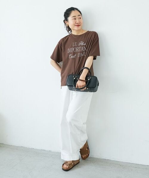 le.coeur blanc(ルクールブラン)の「《手洗い可能》Le plusロゴTシャツ(Tシャツ/カットソー・レディース・ブルー/ブラウン/ピンク/オフホワイト・38)」の18枚目の写真