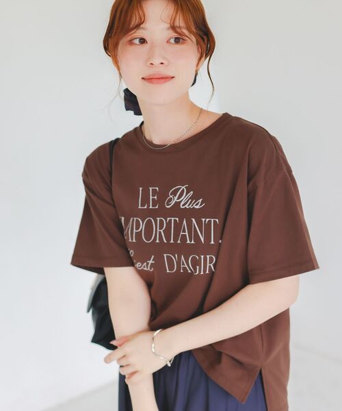 le.coeur blanc(ルクールブラン)の「《手洗い可能》Le plusロゴTシャツ(Tシャツ/カットソー・レディース・ブルー/ブラウン/ピンク/オフホワイト・38)」の21枚目の写真