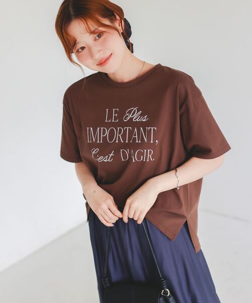 le.coeur blanc(ルクールブラン)の「《手洗い可能》Le plusロゴTシャツ(Tシャツ/カットソー・レディース・ブルー/ブラウン/ピンク/オフホワイト・38)」の22枚目の写真