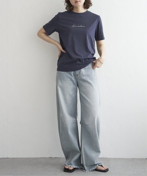 notch.(ノッチ)の「サイロコットンロゴTシャツ(Tシャツ/カットソー・レディース・ネイビー/ベージュ/ホワイト/ブラック・M)」の9枚目の写真