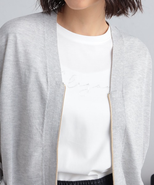 GALLORIA（ギャローリア）の「Ｖネックジップカーディガン（カーディガン/ボレロ・レディース・ライトベージュ/ネイビー/ライトグレー・L/LL/S/M）」の7枚目の写真