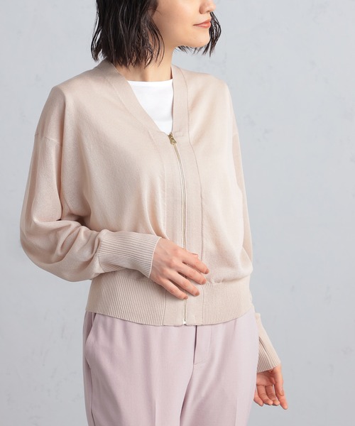 GALLORIA（ギャローリア）の「Ｖネックジップカーディガン（カーディガン/ボレロ・レディース・ライトベージュ/ネイビー/ライトグレー・L/LL/S/M）」の8枚目の写真