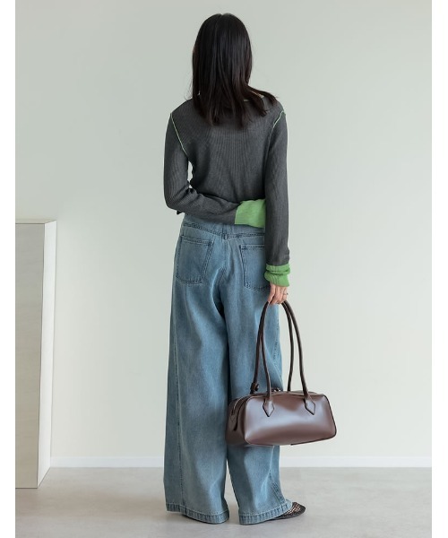 麻タッチ配色ニットプルオーバー（ニット/セーター）｜Re:EDIT