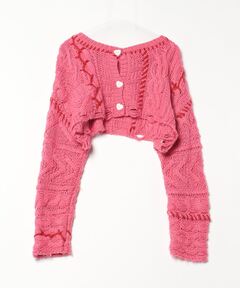 ツイード風ニットクロップドジャケット/ニットカーディガン