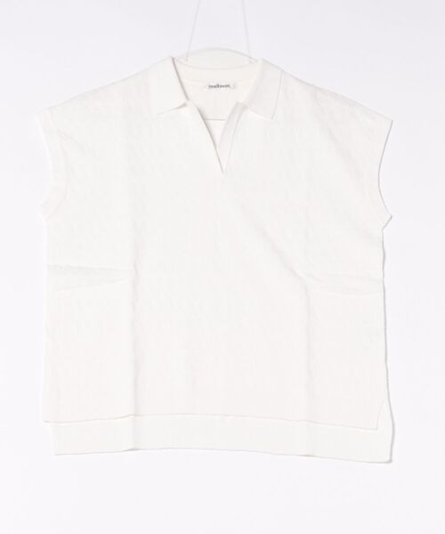 NEWYORKER（ニューヨーカー）の「コットンブークレー スキッパーニットポロシャツ（ポロシャツ・レディース・ブラウン/ライトグリーン/ホワイト・L/M）」の11枚目の写真