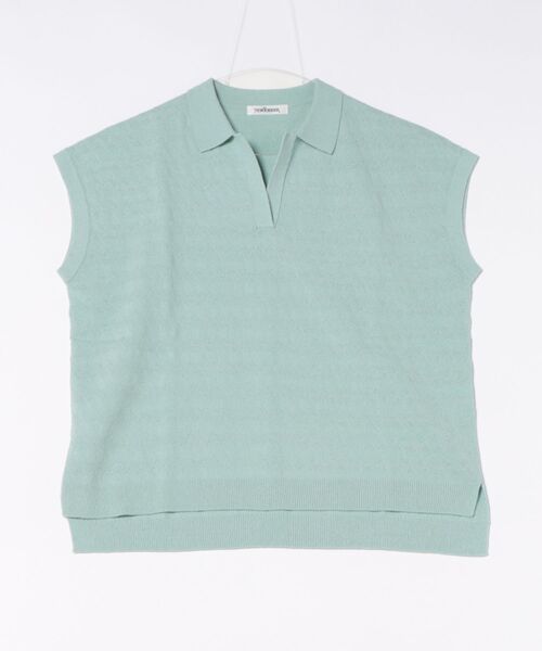 NEWYORKER（ニューヨーカー）の「コットンブークレー スキッパーニットポロシャツ（ポロシャツ・レディース・ブラウン/ライトグリーン/ホワイト・L/M）」の8枚目の写真