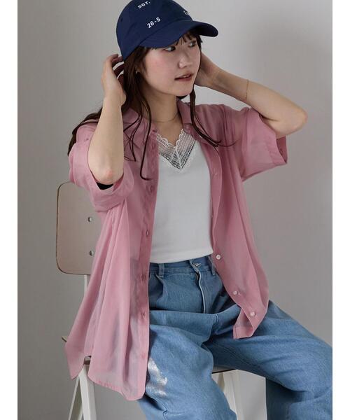 ehka sopo（エヘカソポ）の「2WAY袖シアーシャツ（シャツ/ブラウス・レディース・グリーン/ピンク/キナリ/サックスブルー/グレー・F）」の5枚目の写真