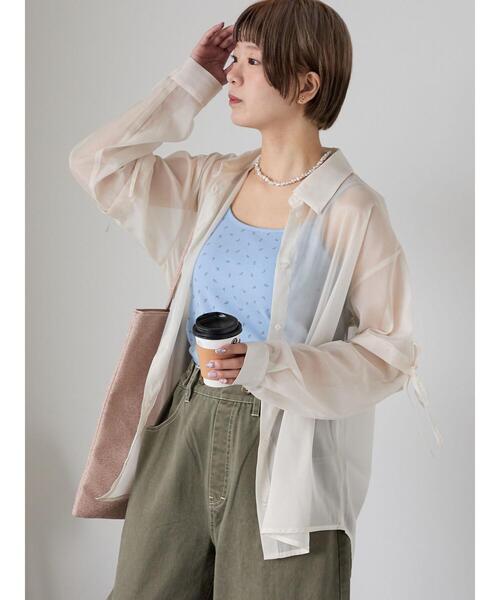 ehka sopo（エヘカソポ）の「2WAY袖シアーシャツ（シャツ/ブラウス・レディース・グリーン/ピンク/キナリ/サックスブルー/グレー・F）」の12枚目の写真