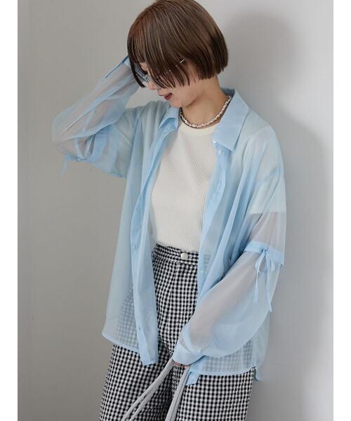 ehka sopo（エヘカソポ）の「2WAY袖シアーシャツ（シャツ/ブラウス・レディース・グリーン/ピンク/キナリ/サックスブルー/グレー・F）」の18枚目の写真