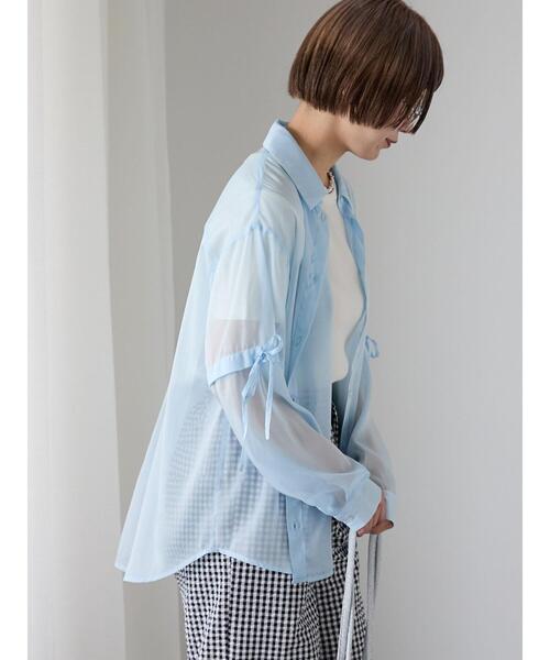 ehka sopo（エヘカソポ）の「2WAY袖シアーシャツ（シャツ/ブラウス・レディース・グリーン/ピンク/キナリ/サックスブルー/グレー・F）」の20枚目の写真