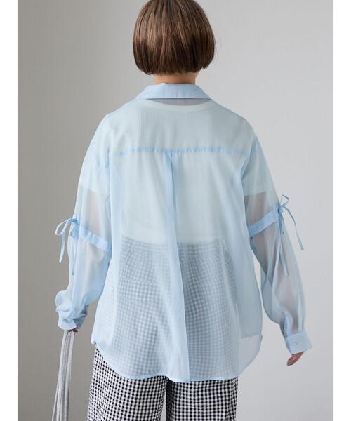 ehka sopo（エヘカソポ）の「2WAY袖シアーシャツ（シャツ/ブラウス・レディース・グリーン/ピンク/キナリ/サックスブルー/グレー・F）」の22枚目の写真