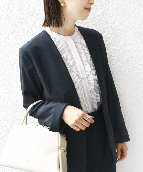 SHIPS【美品】ノーカラージャケット ブラック S SHIPS（シップス）の「SHIPS:〈ウォッシャブル〉japan quality
