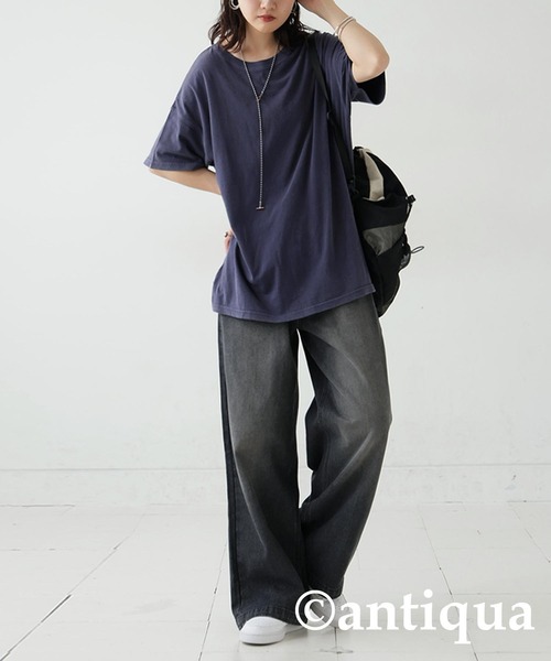 antiqua(アンティカ)の「アシッドウォッシュTシャツ(Tシャツ/カットソー・レディース・ネイビー/レッド/ブラウン/ブラック・ONESIZE)」の22枚目の写真