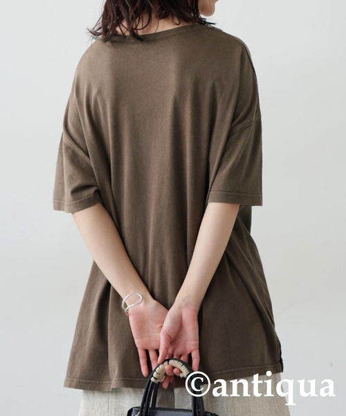 antiqua(アンティカ)の「アシッドウォッシュTシャツ(Tシャツ/カットソー・レディース・ネイビー/レッド/ブラウン/ブラック・ONESIZE)」の13枚目の写真