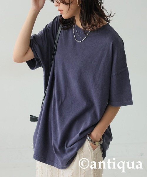antiqua(アンティカ)の「アシッドウォッシュTシャツ(Tシャツ/カットソー・レディース・ネイビー/レッド/ブラウン/ブラック・ONESIZE)」の17枚目の写真