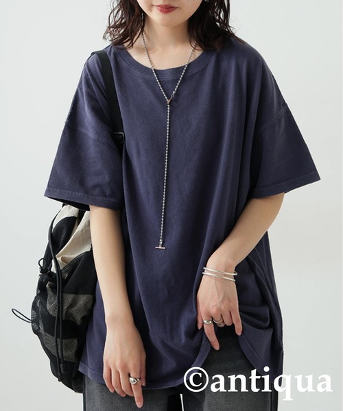 antiqua(アンティカ)の「アシッドウォッシュTシャツ(Tシャツ/カットソー・レディース・ネイビー/レッド/ブラウン/ブラック・ONESIZE)」の21枚目の写真
