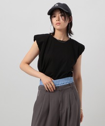 ベイフロー BAYFLOW コットン100%大人可愛いカットオフノーカラーデニムジャケット♪ BAYFLOW｜ベイフロー（レディース）のTシャツ⁄カットソー（無地）通販