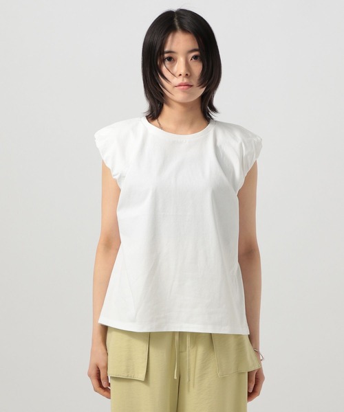 BAYFLOW（ベイフロー）の「[透けづらく着崩れしにくい]バルーンスリーブT（Tシャツ/カットソー・レディース・ベージュ/オフホワイト/ブラック・FREE）」の13枚目の写真