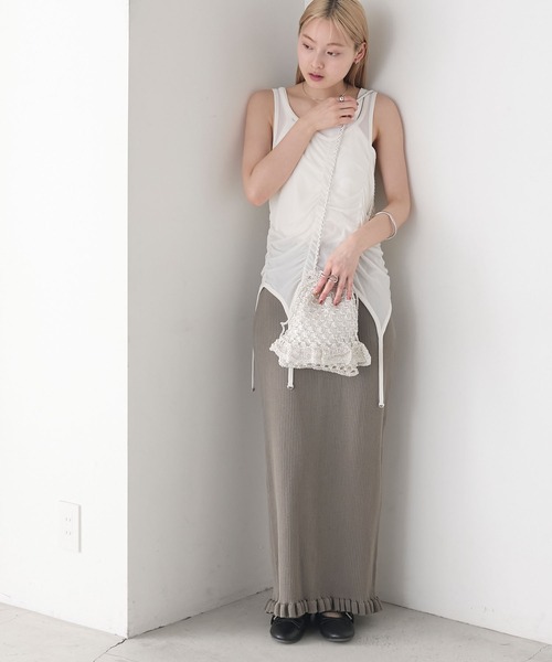 forksy.(フォルクシー)の「【forksy.】メッシュ編み フリルデザイン 巾着バッグ / ショルダーバッグ(ショルダーバッグ・レディース・ブラック/アイボリー/シルバー・FREE)」の17枚目の写真