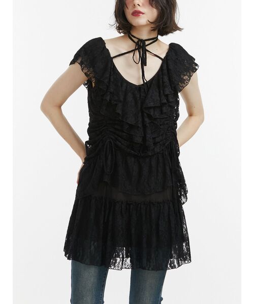 jouetie(ジュエティ)の「フリルレースギャザーミニワンピース(ワンピース・レディース・ブラック/オフホワイト・MEDIUM)」の16枚目の写真