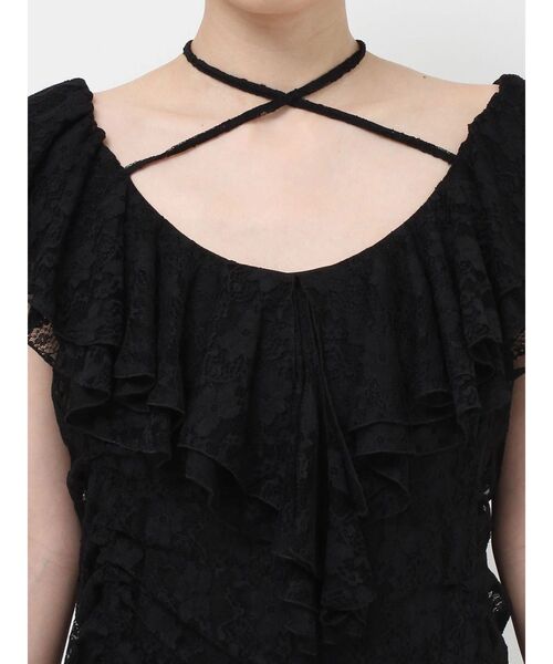 jouetie(ジュエティ)の「フリルレースギャザーミニワンピース(ワンピース・レディース・ブラック/オフホワイト・MEDIUM)」の5枚目の写真