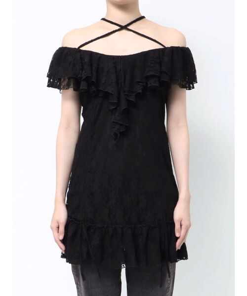 jouetie(ジュエティ)の「フリルレースギャザーミニワンピース(ワンピース・レディース・ブラック/オフホワイト・MEDIUM)」の9枚目の写真