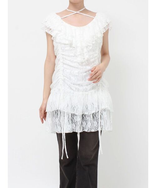 jouetie(ジュエティ)の「フリルレースギャザーミニワンピース(ワンピース・レディース・ブラック/オフホワイト・MEDIUM)」の13枚目の写真