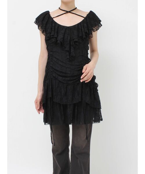 jouetie(ジュエティ)の「フリルレースギャザーミニワンピース(ワンピース・レディース・ブラック/オフホワイト・MEDIUM)」の14枚目の写真