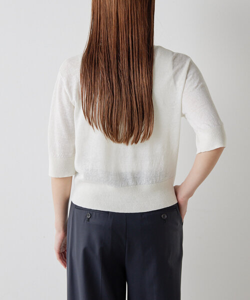 Drawing Numbers（ドローイング ナンバーズ）の「【Drawing Numbers】リネンカーディガン（カーディガン/ボレロ・レディース・ブラック/レッド/ホワイト/ブラウン・38）」の8枚目の写真