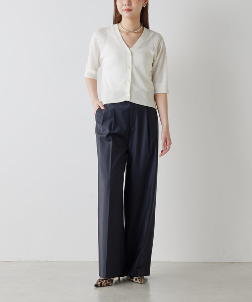 Drawing Numbers（ドローイング ナンバーズ）の「【Drawing Numbers】リネンカーディガン（カーディガン/ボレロ・レディース・ブラック/レッド/ホワイト/ブラウン・38）」の11枚目の写真