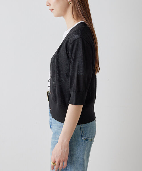 Drawing Numbers（ドローイング ナンバーズ）の「【Drawing Numbers】リネンカーディガン（カーディガン/ボレロ・レディース・ブラック/レッド/ホワイト/ブラウン・38）」の15枚目の写真