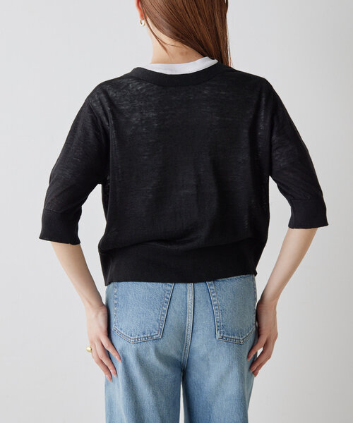 Drawing Numbers（ドローイング ナンバーズ）の「【Drawing Numbers】リネンカーディガン（カーディガン/ボレロ・レディース・ブラック/レッド/ホワイト/ブラウン・38）」の18枚目の写真