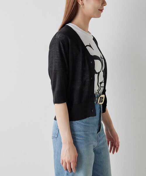 Drawing Numbers（ドローイング ナンバーズ）の「【Drawing Numbers】リネンカーディガン（カーディガン/ボレロ・レディース・ブラック/レッド/ホワイト/ブラウン・38）」の19枚目の写真