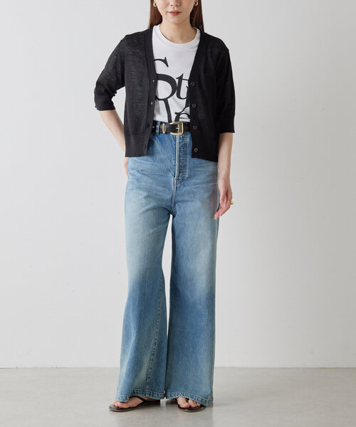 Drawing Numbers（ドローイング ナンバーズ）の「【Drawing Numbers】リネンカーディガン（カーディガン/ボレロ・レディース・ブラック/レッド/ホワイト/ブラウン・38）」の20枚目の写真