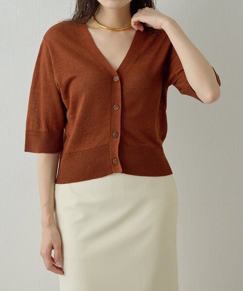 Drawing Numbers（ドローイング ナンバーズ）の「【Drawing Numbers】リネンカーディガン（カーディガン/ボレロ・レディース・ブラック/レッド/ホワイト/ブラウン・38）」の22枚目の写真