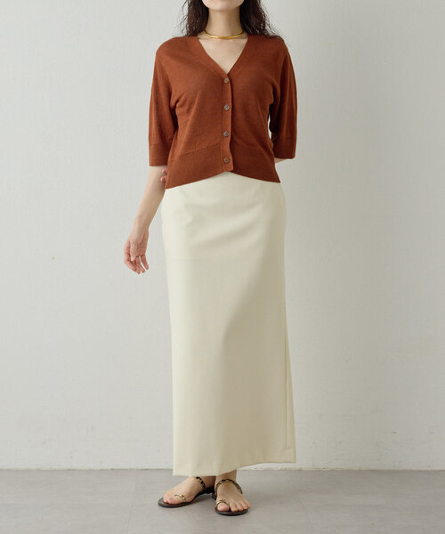 Drawing Numbers（ドローイング ナンバーズ）の「【Drawing Numbers】リネンカーディガン（カーディガン/ボレロ・レディース・ブラック/レッド/ホワイト/ブラウン・38）」の21枚目の写真