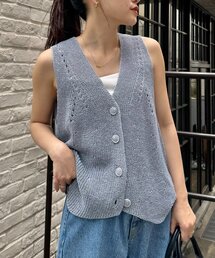 24ss【BASCO】和紙糸2WAYクロップドニットベスト　日本製 アルパカ混2WAYニットベスト(マフラー・ストール・スカーフ