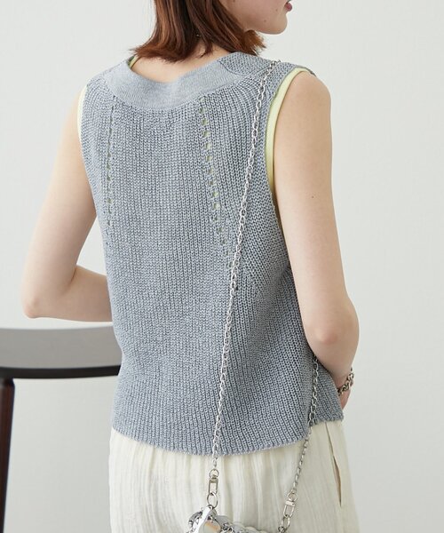ベスト ジレ 「willow」和紙ライクニットベスト レディース WILLOW ベスト ジレ 「willow」和紙ライクニットベスト