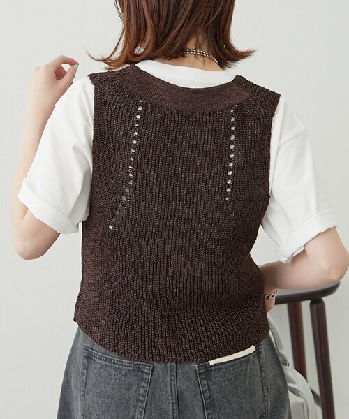 WILLOW（ウィロー）の「【willow】和紙ライクニットベスト