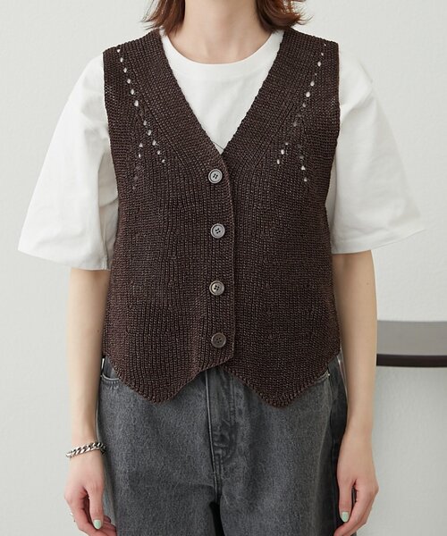 WILLOW（ウィロー）の「【willow】和紙ライクニットベスト（ベスト
