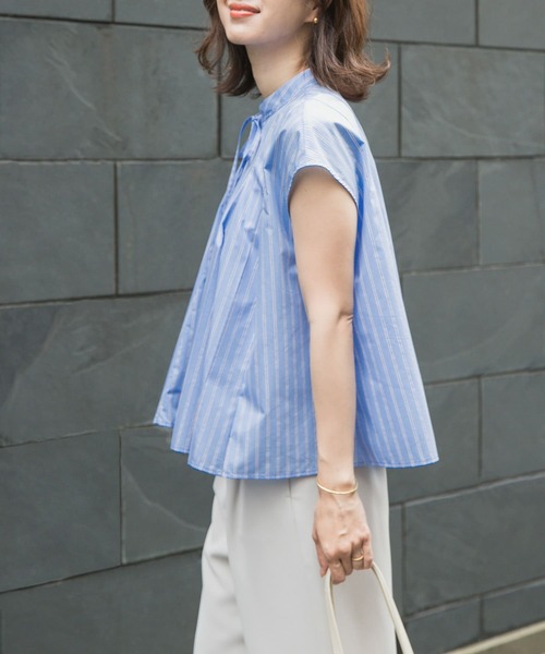 URBAN RESEARCH DOORS(アーバンリサーチドアーズ)の「ストライプリボンフレアフレンチブラウス(シャツ/ブラウス・レディース・ブルー系その他/オフホワイト・MEDIUM)」の16枚目の写真